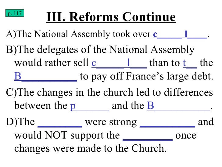 Which reforms were made by the National Assembly?