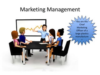 Marketing Management
                   You are the
                      Chief
                    Marketing
                   Officer of a
                  large plastics
                  manufacture
                        r
 