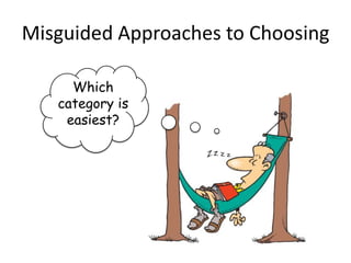 Misguided Approaches to Choosing

     Which
   category is
    easiest?
 