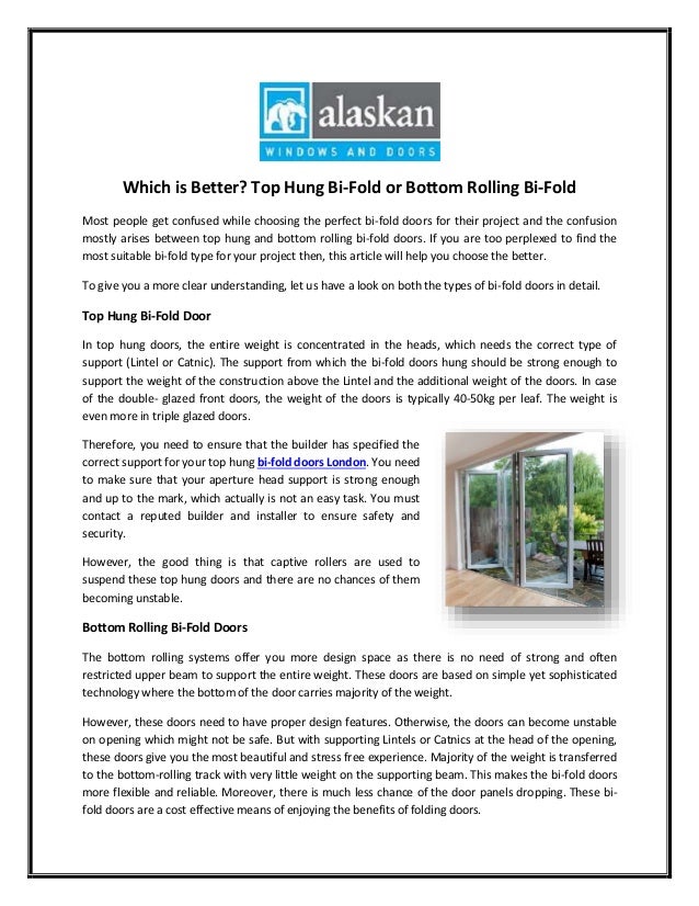 Which Is Better Top Hung Bi Fold Or Bottom Rolling Bi Fold