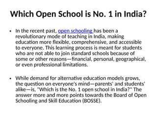 Top Open School in India: Board of Open Schooling and Skill Education ...