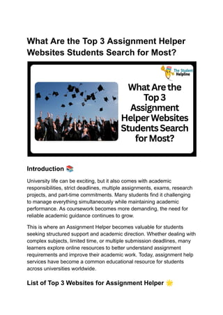 Which Top 3 Assignment Helper Platforms Offer the Best Value_ (1).pdf