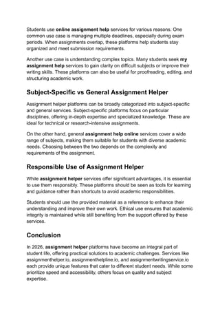 Top 3 Trusted Assignment Helper Services for Students in 2026 | PDF