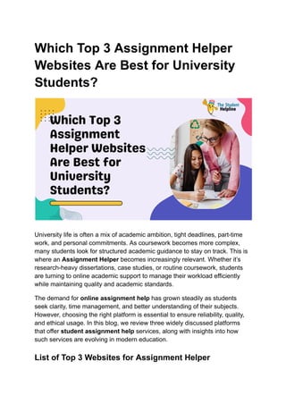 Which Top 3 Assignment Helper Websites Are Best for University Students ...