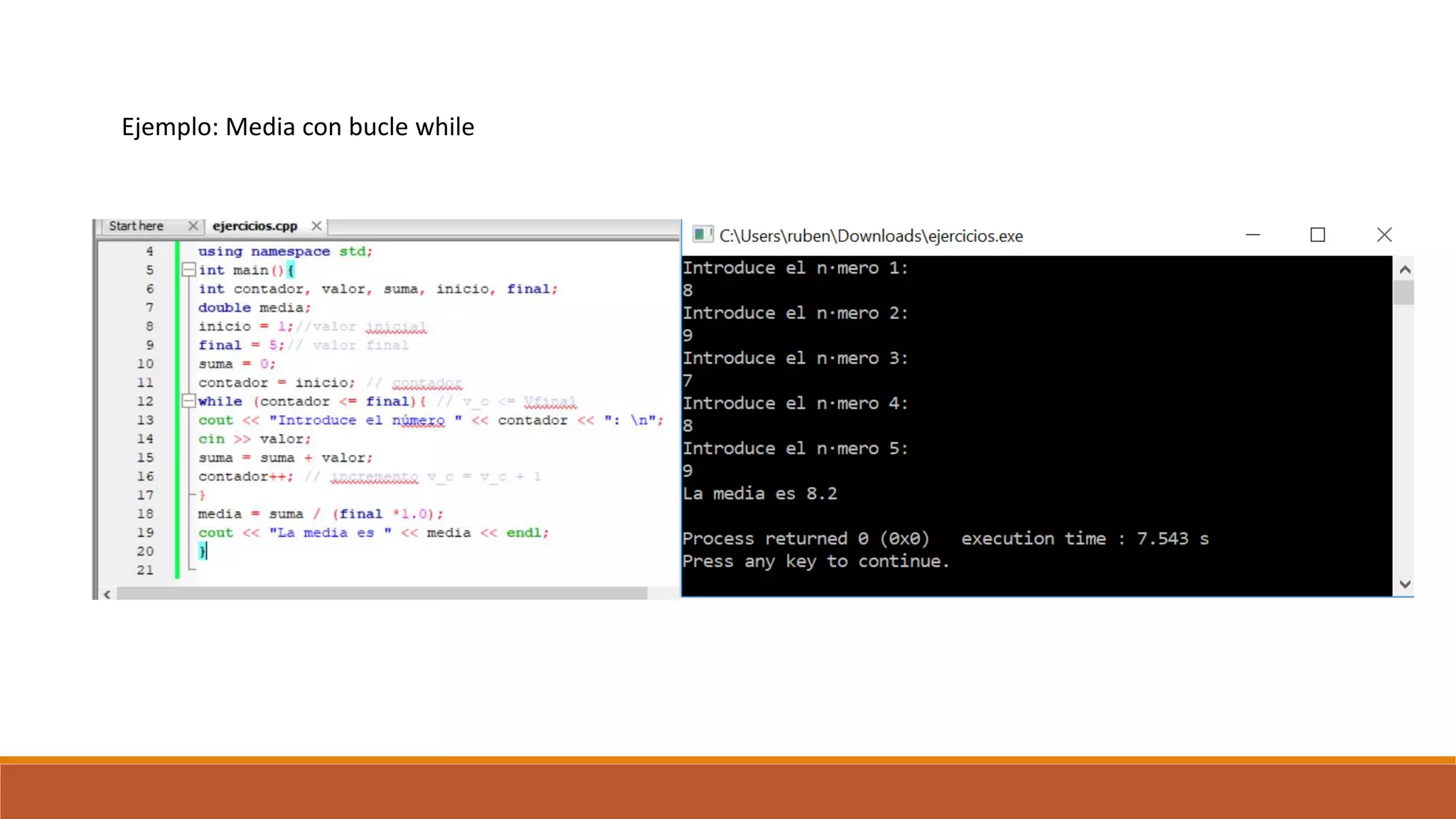 Ejemplo: Media con bucle while
 