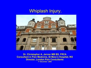 Whiplash Injury. Dr. Christopher A. Jenner MB BS, FRCA Consultant in Pain Medicine, St Mary’s Hospital, W2 Director, London Pain Consultants 1 st  December  2006 
