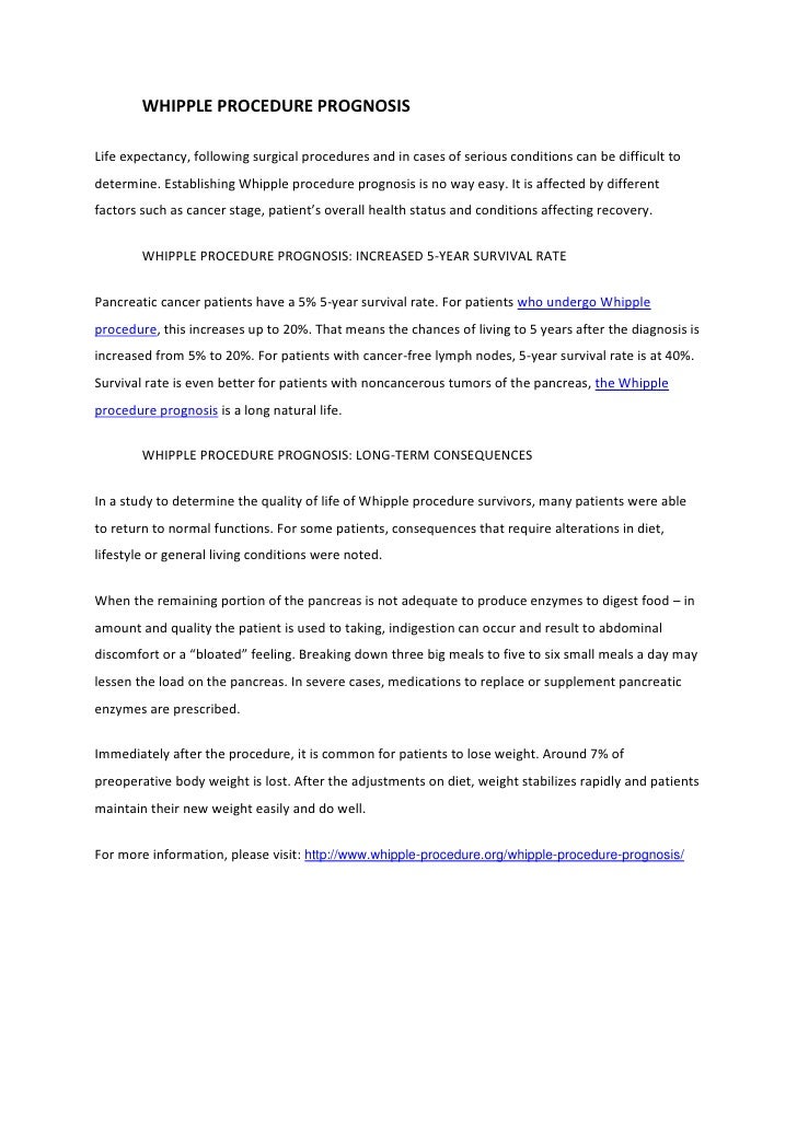 WHIPPLE PROCEDURE PROGNOSIS