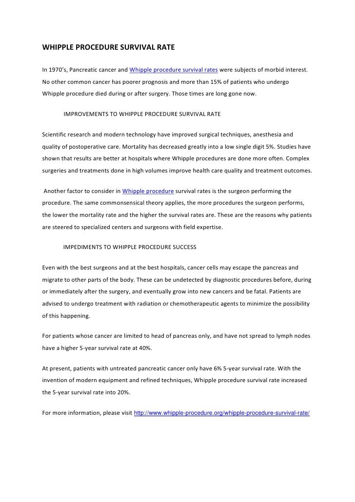 WHIPPLE PROCEDURE SURVIVAL RATE