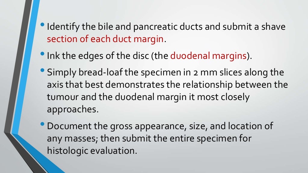 Whipple's specimen grossing
