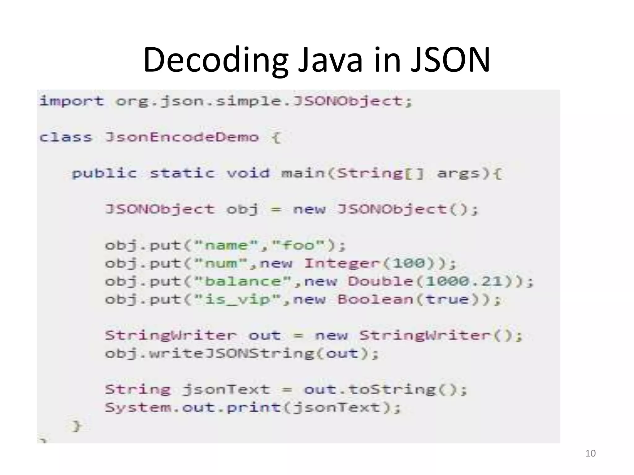 Decoding Java in JSON 10 