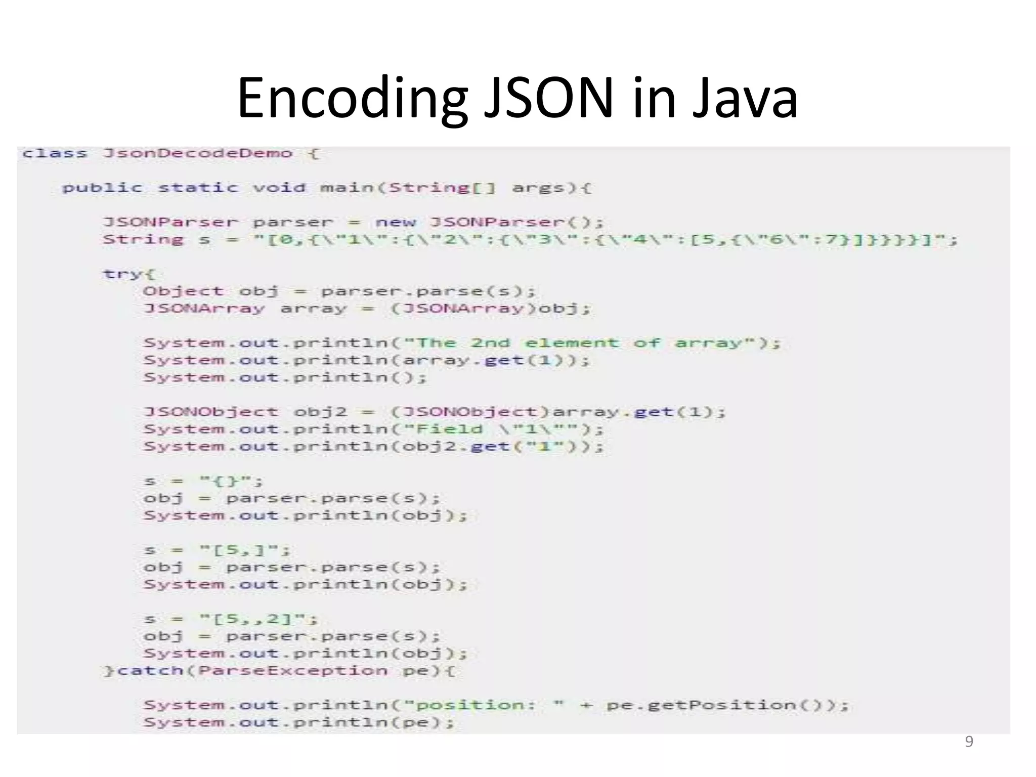 Encoding JSON in Java 9 