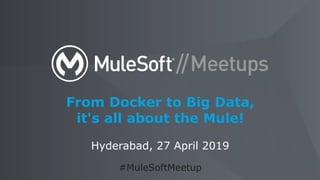 From Docker to Big Data,
it's all about the Mule!
#MuleSoftMeetup
Hyderabad, 27 April 2019
 