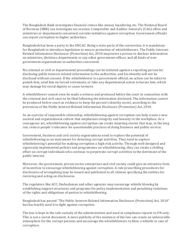 Whistleblowers Law To Fight Corruption
