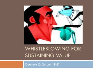 WHISTLEBLOWING FOR
SUSTAINING VALUE
Oyewole O. Sarumi |PhD|
 