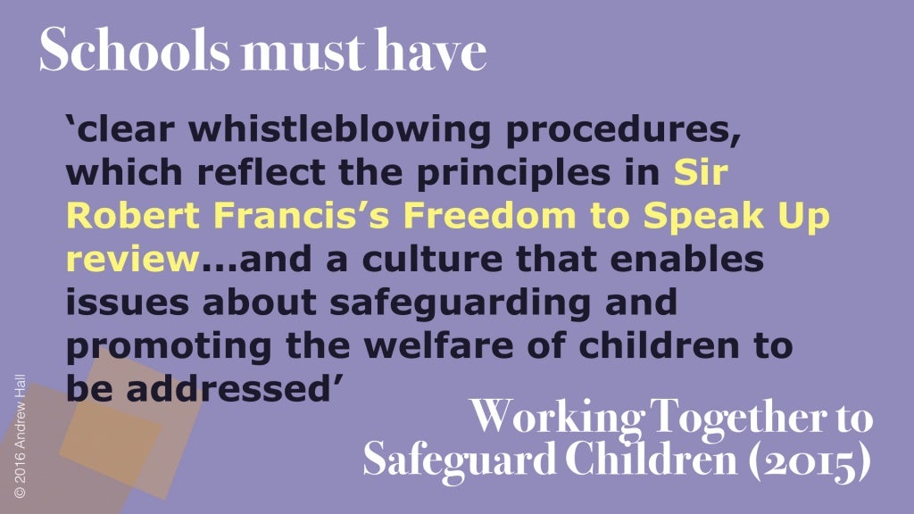 Whistleblowing in schools and colleges