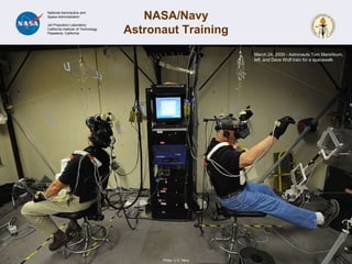 NASA/NavyAstronaut Training6March 24, 2009 - Astronauts Tom Marshburn, left, and Dave Wolf train for a spacewalkPhoto: U.S. Navy