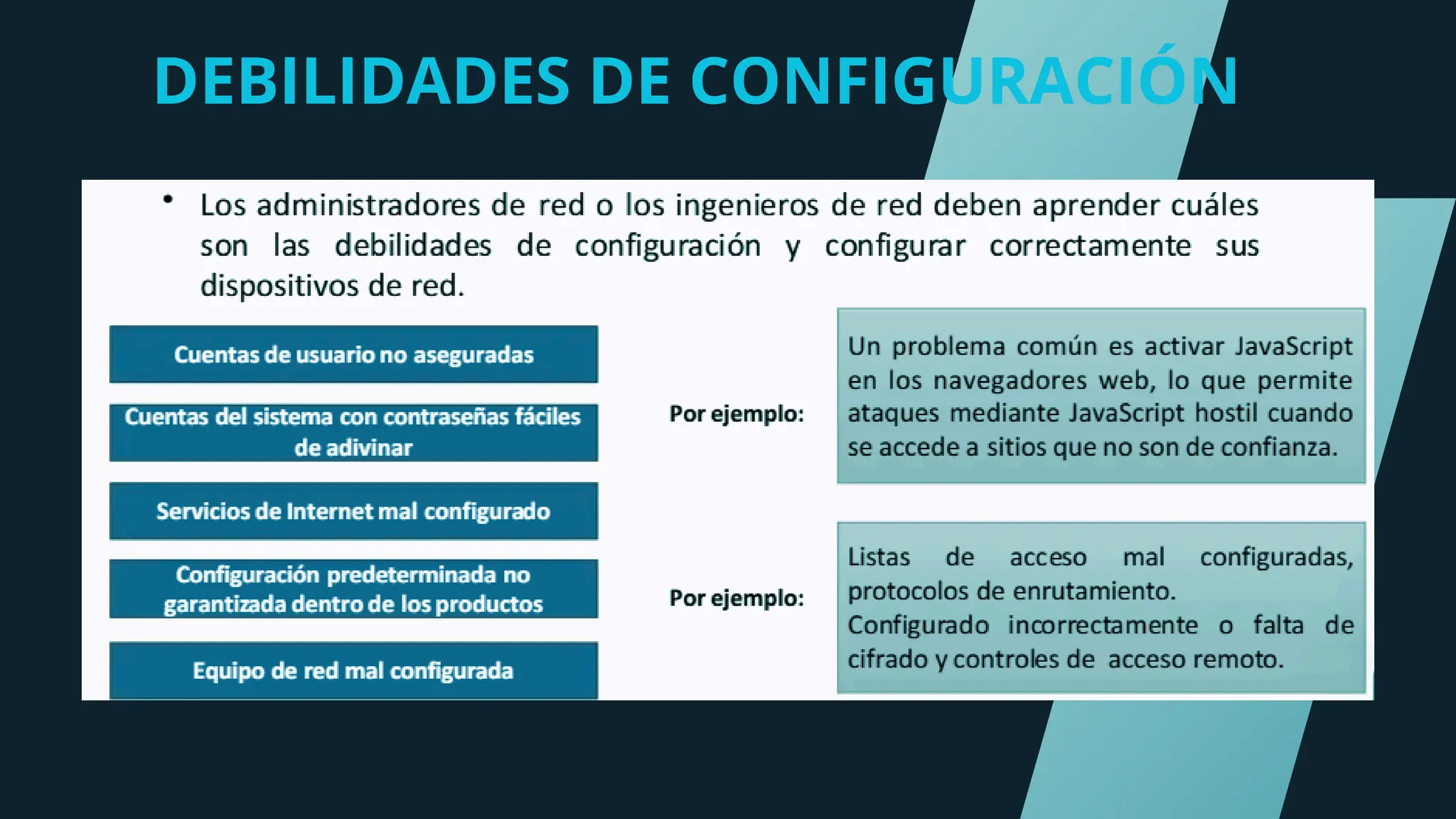 DEBILIDADES DE CONFIGURACIÓN
 