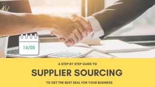 SUPPLIER SOURCING
A STEP BY STEP GUIDE TO
TO GET THE BEST DEAL FOR YOUR BUSINESS
 