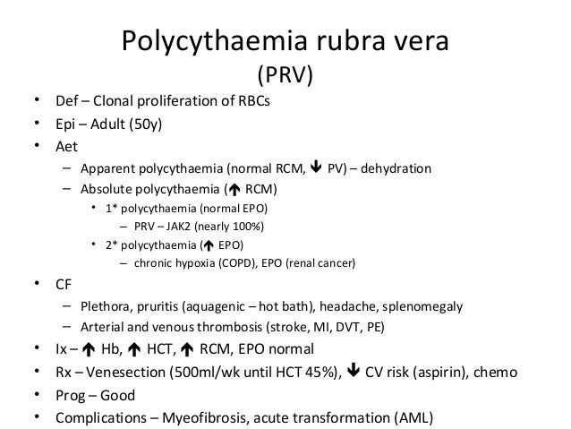 white blood cells v5 polycythemia rubra vera