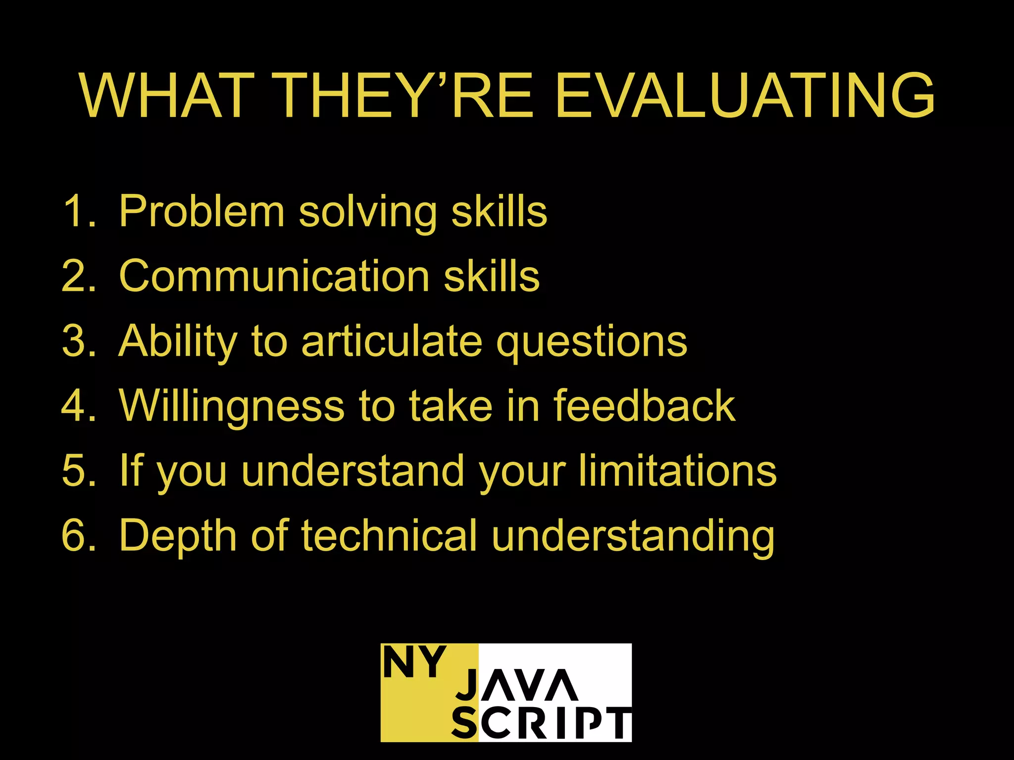Whiteboard Interview Practice NY JavaScript | PPT