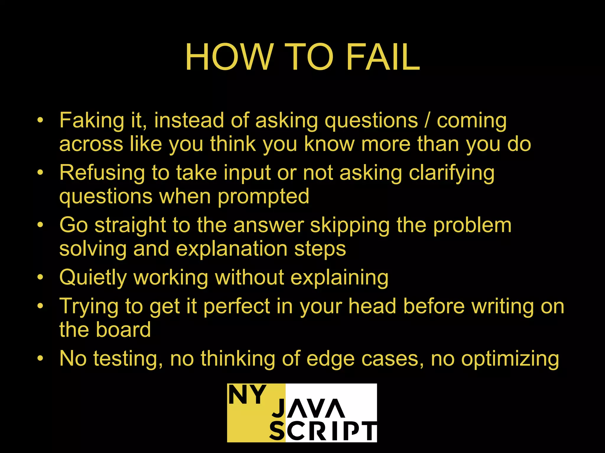 Whiteboard Interview Practice NY JavaScript | PPT