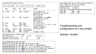 Troubleshooting and
configuration isn’t very simple.
Solution: Ansible
 