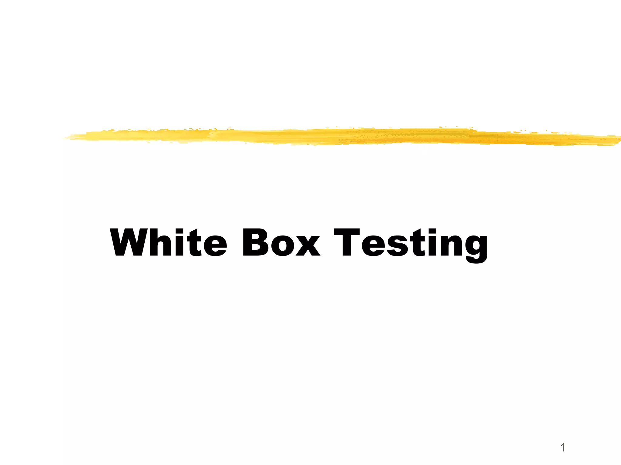 1
White Box Testing
 