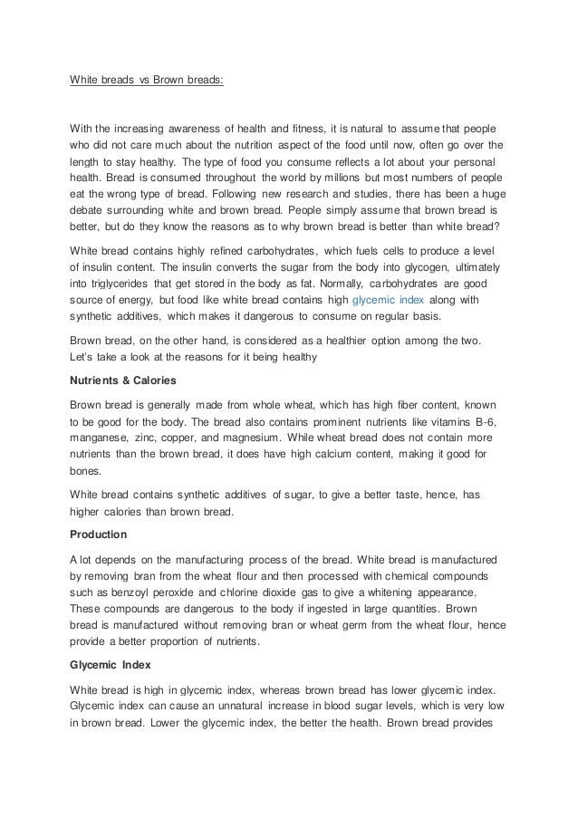 White breads vs brown breads