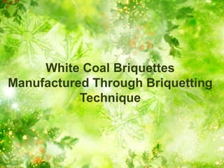 White Coal Briquettes
Manufactured Through Briquetting
Technique
 