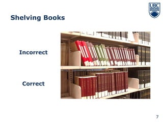 Shelving Books




  Incorrect




   Correct




                 7
 