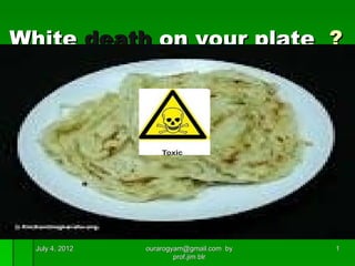 White death on your plate ?




  July 4, 2012   ourarogyam@gmail.com by   1
                         prof.jim blr
 