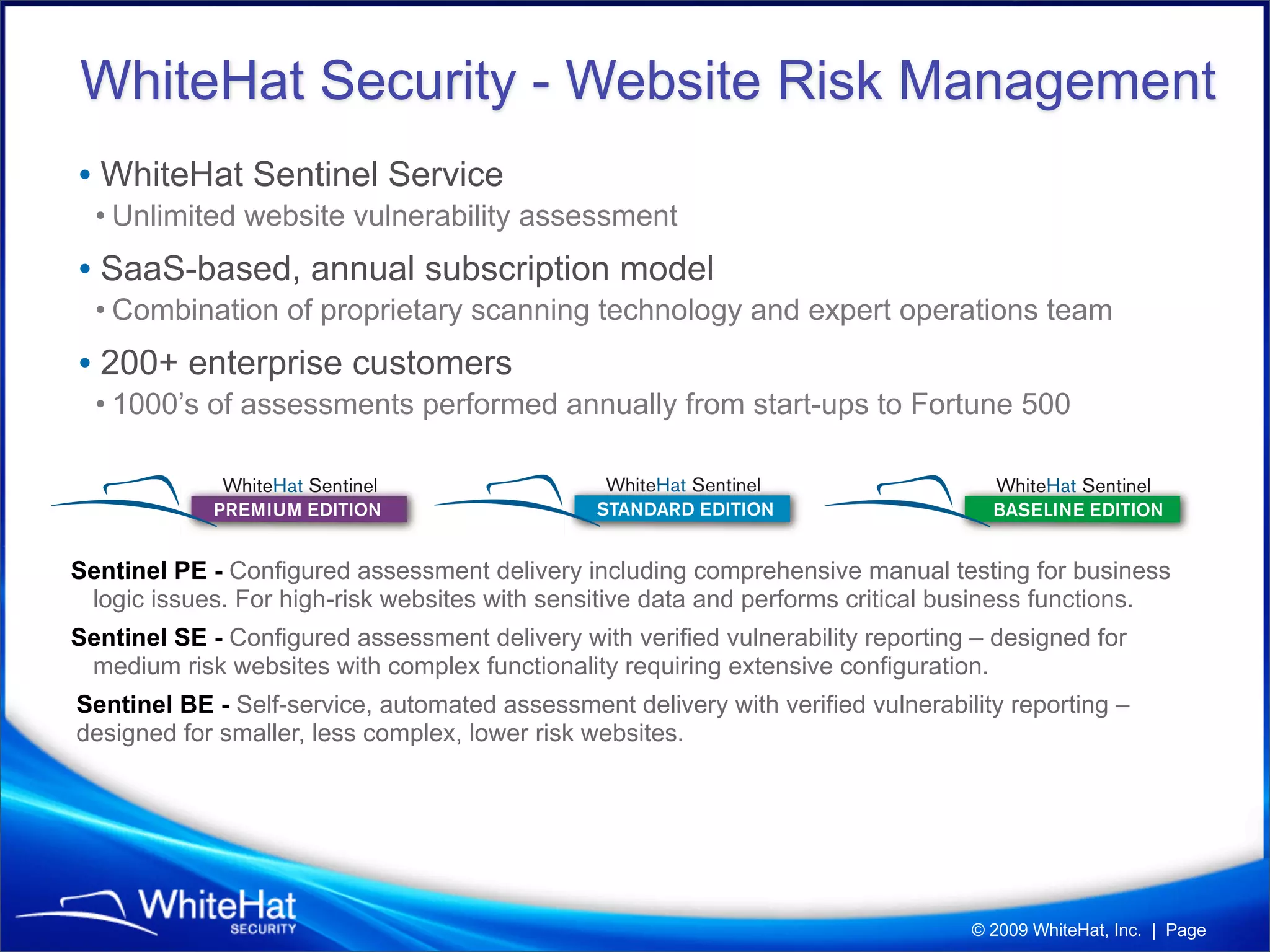 WhiteHat Security "Website Security Statistics Report" (Q1'09)