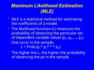 Mle Likelihood Function fundamentals of -logistic-regression ppt | PPT