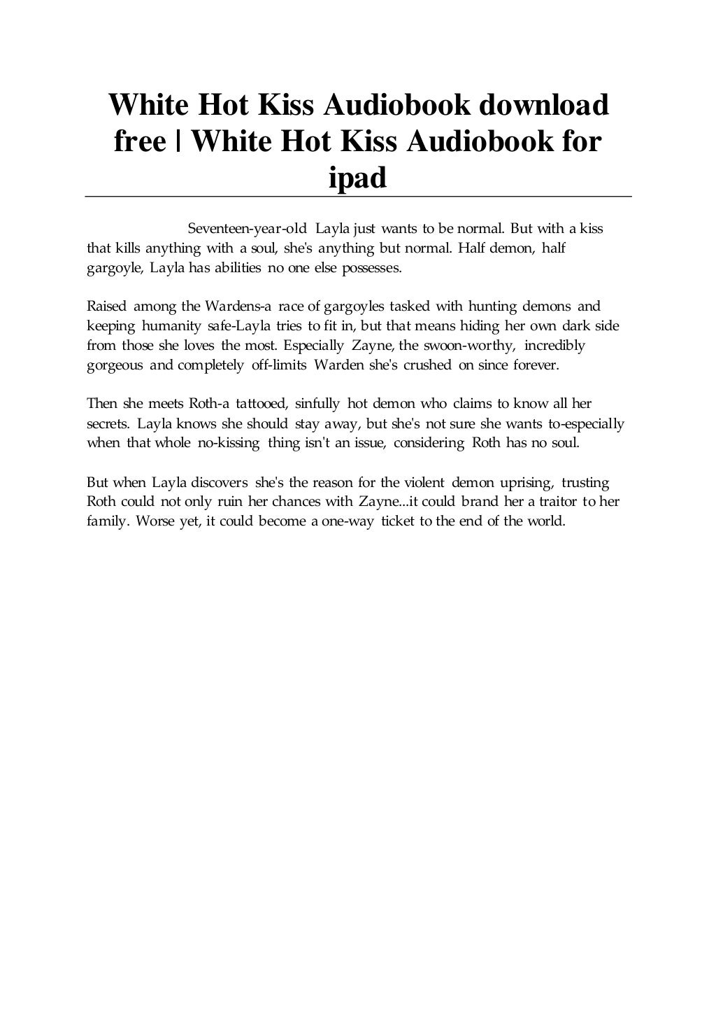 White Hot Kiss Audiobook download free White Hot Kiss Audiobook for ipad