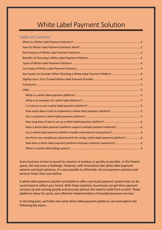White Label Payment Solution and Platform | PDF