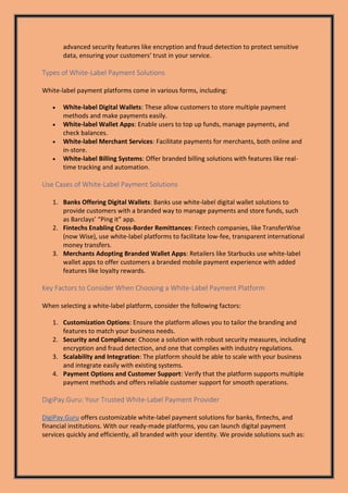 White Label Payment Solution and Platform | PDF