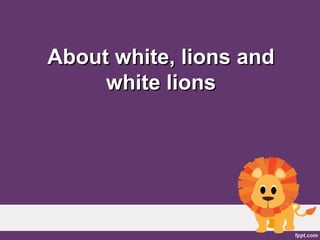 About white, lions andAbout white, lions and
white lionswhite lions
 