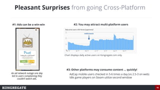 16
Pleasant Surprises from going Cross-Platform
#1: Ads can be a win-win #2: You may attract multi-platform users
#3: Othe...