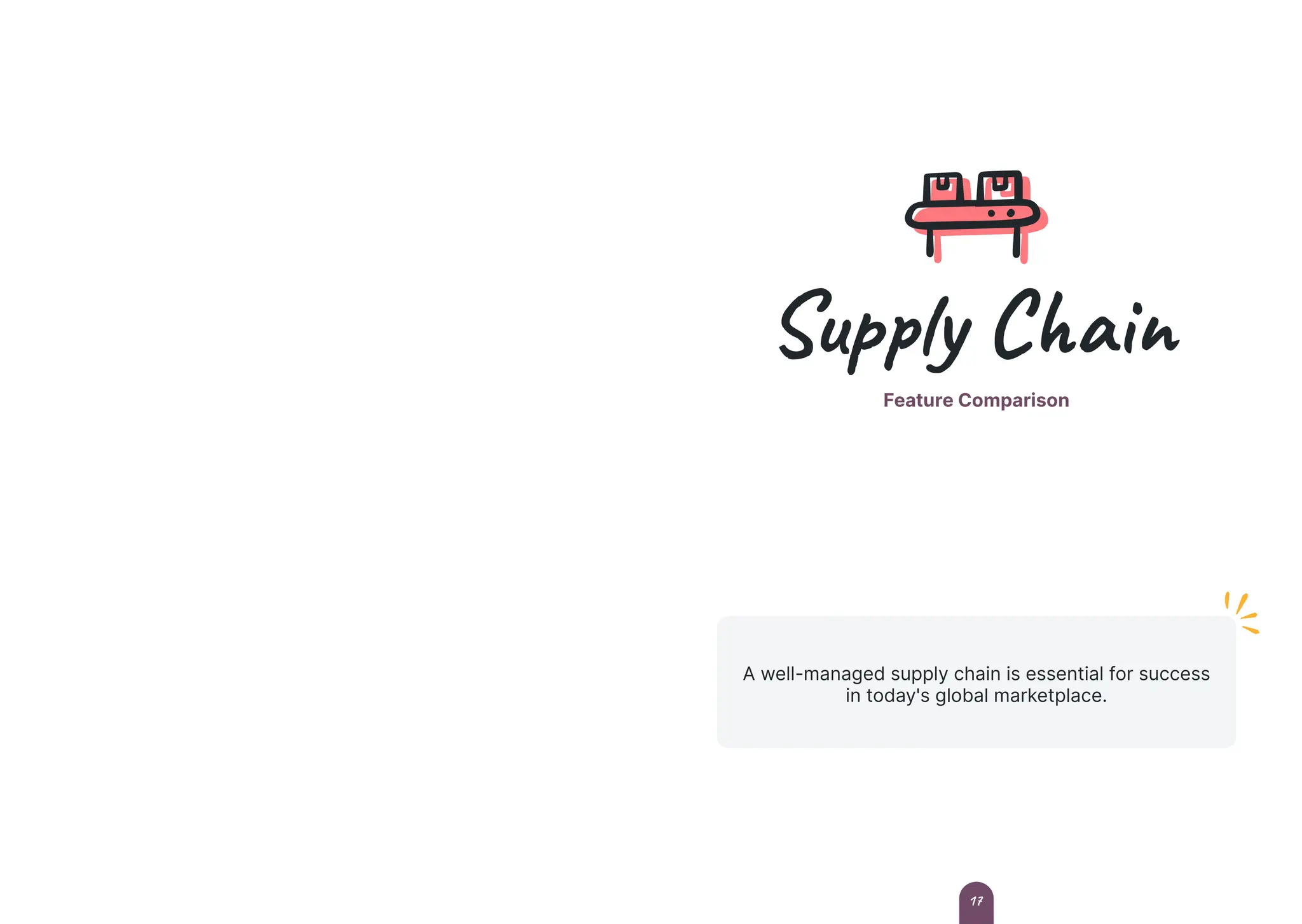 Supply Chain
Feature Comparison
A well-managed supply chain is essential for success
in today's global marketplace.
17
 