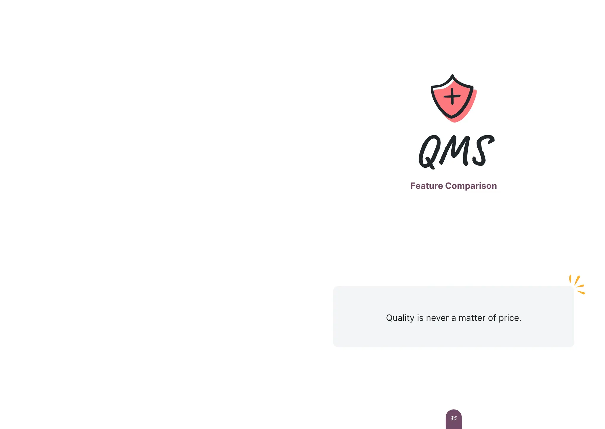 QMS
Feature Comparison
Quality is never a matter of price.
35
 