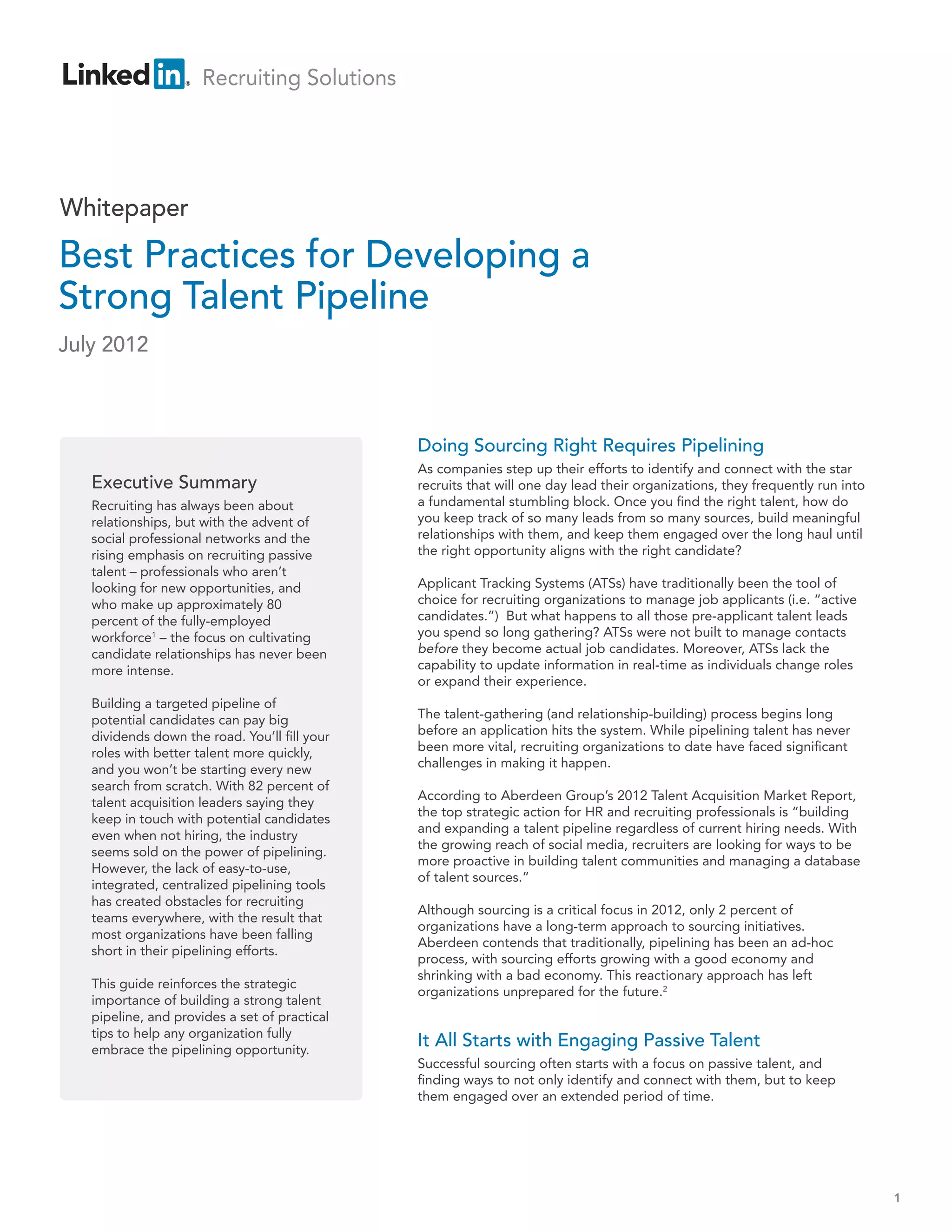 Best Practices for Developing a strong Talent Pipeline | PDF