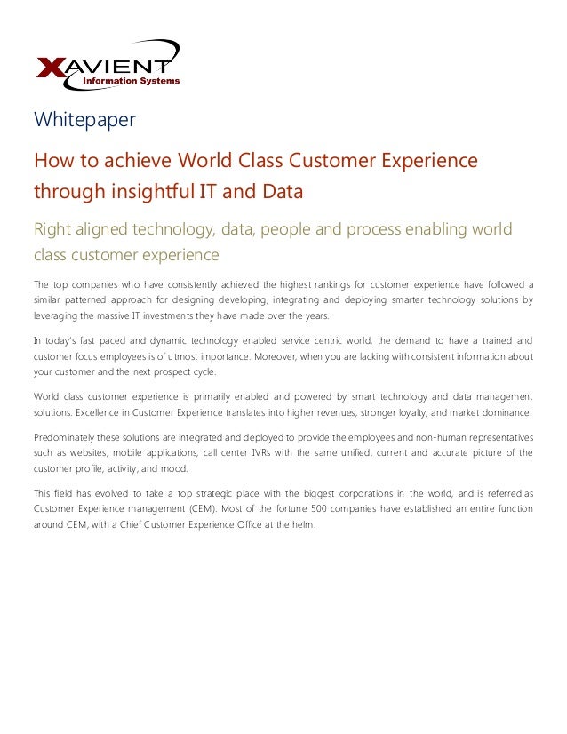 How To Achieve World Class Customer Experience Through Insightful It How To Achieve World Class Customer Experience Through Insightful It