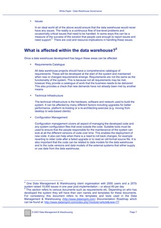 White Paper - Data Warehouse Governance | PDF