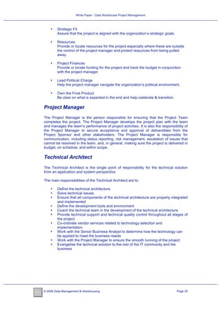 White Paper - Data Warehouse Project Management