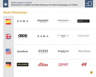 Mobile Usability Testing

Nutzerstudie zur Usability von Mode-Webshops: Auf mobiler Shoppingtour mit Tablets

Mode-Webshops

18

 