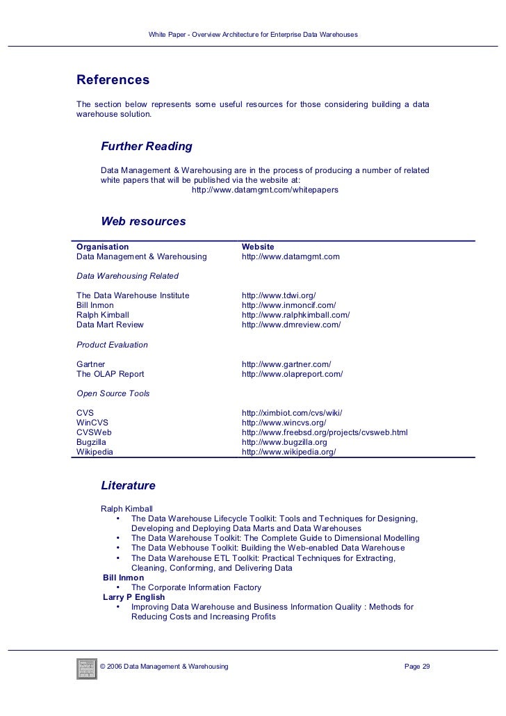 white paper overview architecture for enterprise data warehouses different types of essays and examples