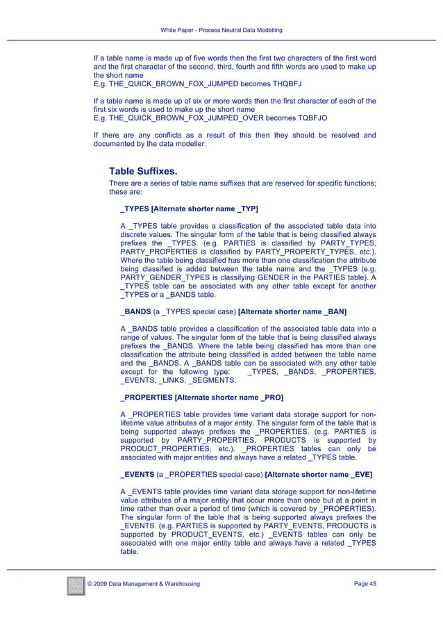 White Paper Process Neutral Data Modelling