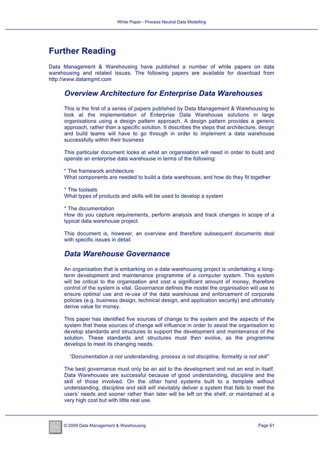 White Paper Process Neutral Data Modelling