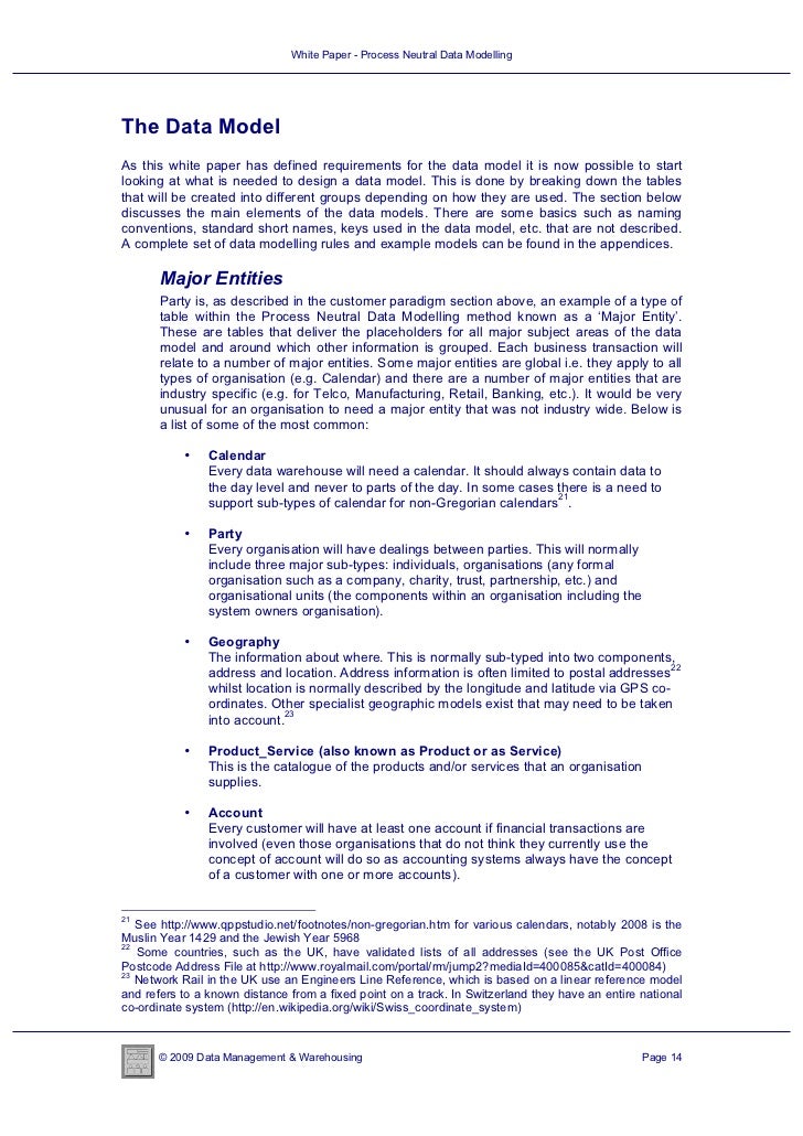 White Paper Process Neutral Data Modelling