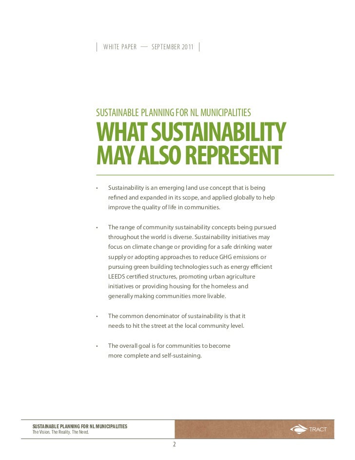 White paper-Sustainable Community Planning - TRACT Consulting